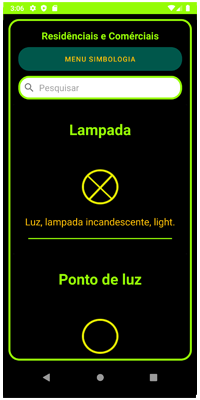Layout de Residênciais e Comérciais do aplicativo.